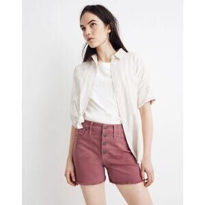Madewell High Rise Denim Shorts Garment Dyed Pink Size 26